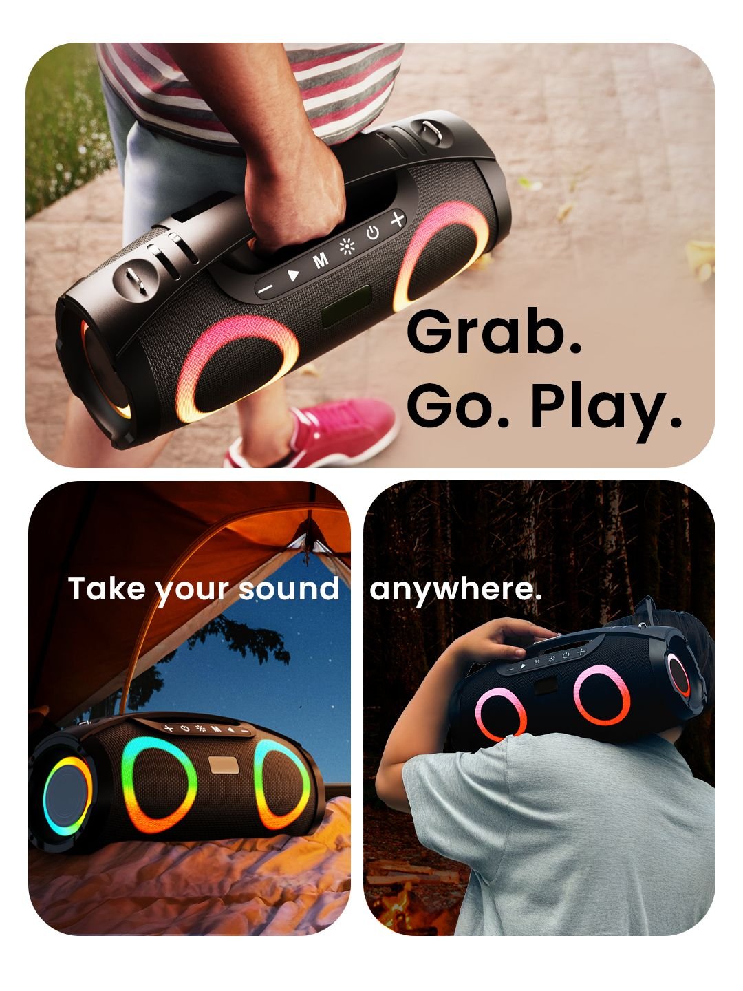 GOBOULT GOBOULT Bassbox Q60 Upto 14H Battery, 60W Bass Output, RGB LED Light, Dual Drivers, 5.4v 60 W Bluetooth Speaker - Image 3