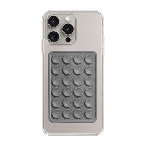Like Star® Double Sided for Phone | Silicone Suction Adhesive for Phone Cover | Stick Ease Multi-Purpose Hands-Free Suction Phone Accessory | Strong Grip Holder for Mirror & Shower (Grey)
