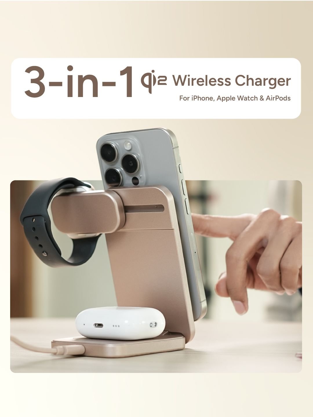 Ambrane AerosynQTrio 2 Qi2 Magsafe Wireless 3-in-1 22.5W Charger - Image 2