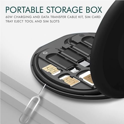 All in one 60W USB Fast Charging Travel Data Cable Set Multifunctional Conversion Head Portable Multi-Type Charging Connector USB TypeC Adapter Sim Storage with Sim Eject Pin and Mobile Stand - Image 3