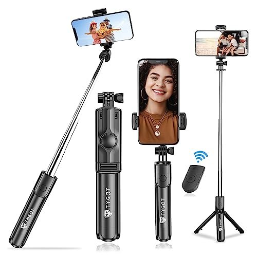 Tygot Bluetooth Extendable Selfie Stick with Wireless Remote and Tripod Stand, 3-in-1 Multifunctional Selfie Stick with Tripod Stand Compatible with iPhone/OnePlus/Samsung/Oppo/Vivo and All Phones