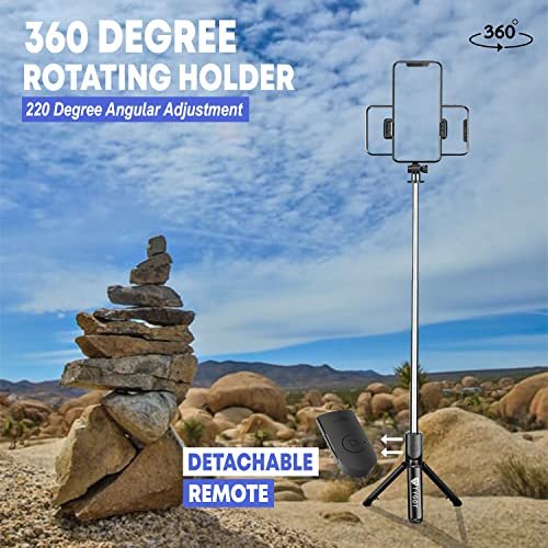 Tygot Bluetooth Extendable Selfie Stick with Wireless Remote and Tripod Stand, 3-in-1 Multifunctional Selfie Stick with Tripod Stand Compatible with iPhone/OnePlus/Samsung/Oppo/Vivo and All Phones - Image 4