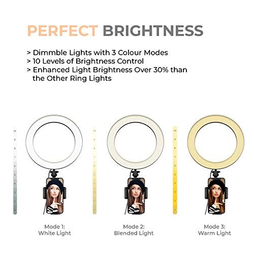 Tygot 10" Portable LED Ring Light with 3 Color Modes Dimmable Lighting | for YouTube | Photo-Shoot | Video Shoot | Live Stream | Makeup & Vlogging | Compatible with iPhone/Android Phones & Cameras - Image 2