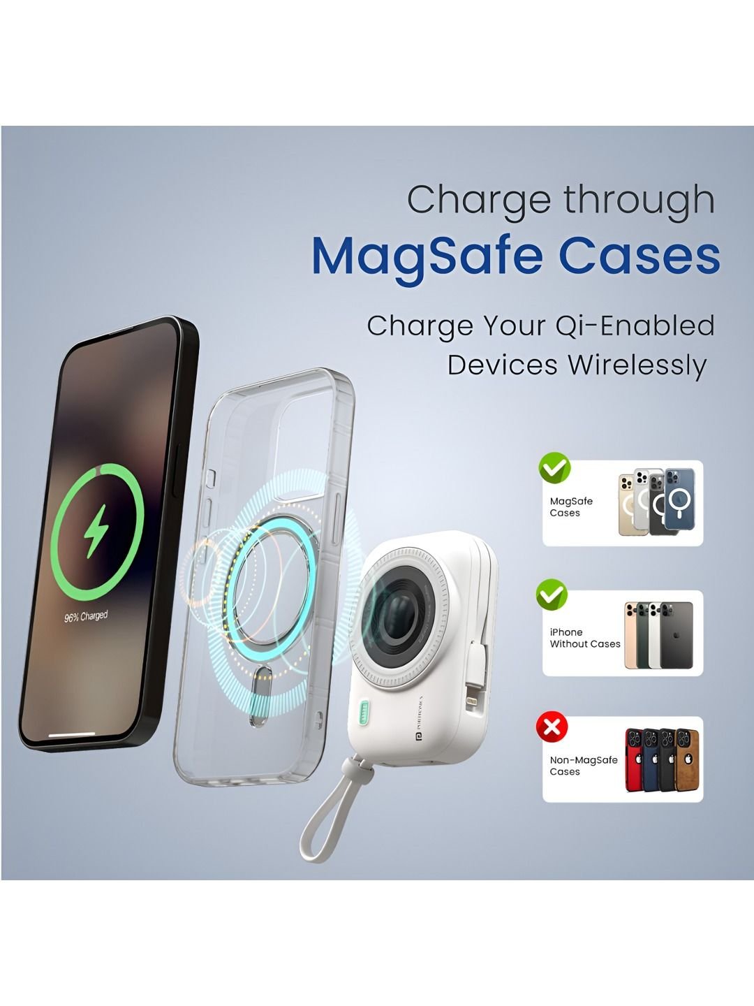Portronics Power Shutter 10000mAh 15W Magnetic Wireless Powerbank With In-Built Type C - Image 3