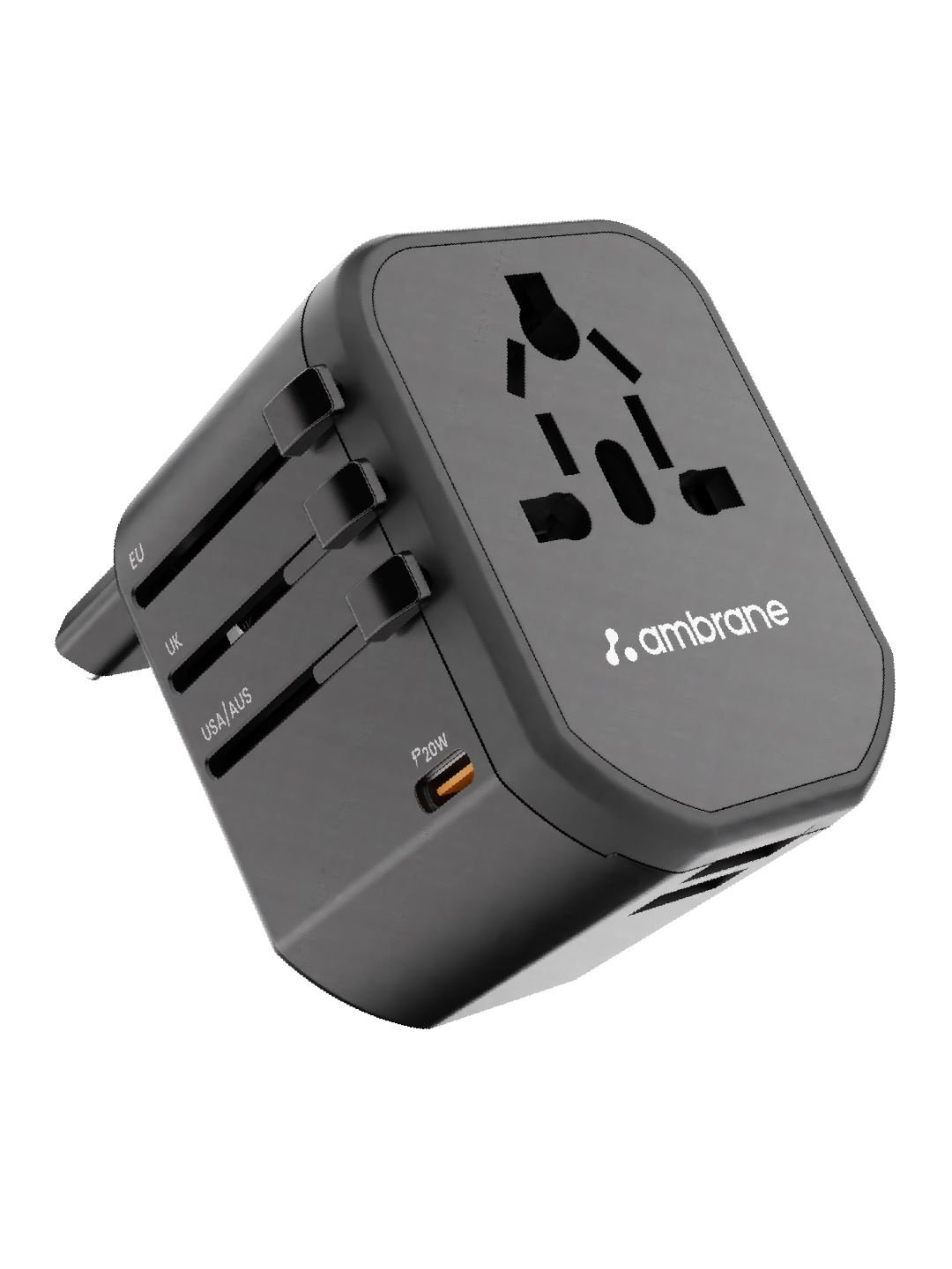 Ambrane Universal Travel Adapter With 4 in 1 Fast Charging Charger