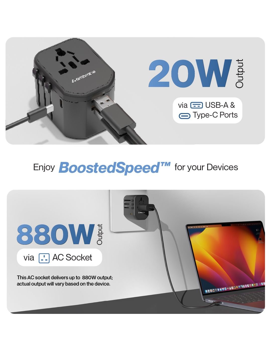 Ambrane Universal Travel Adapter With 4 in 1 Fast Charging Charger - Image 4