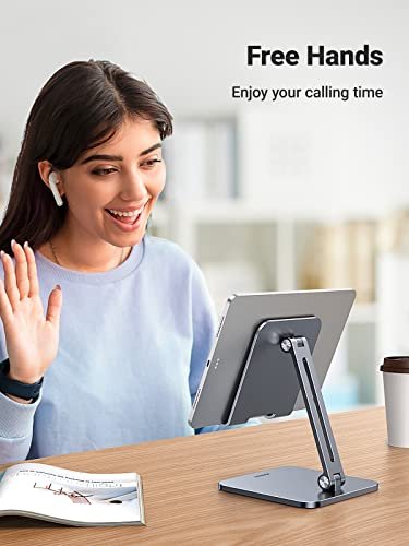 UGREEN Tablet Stand for Desk, Aluminum Holder with Enhanced Stable Base | Adjustable Portable, Compatible with iPad Pro Air Mini, iPhone 17 Pro Max, Grey - Image 3