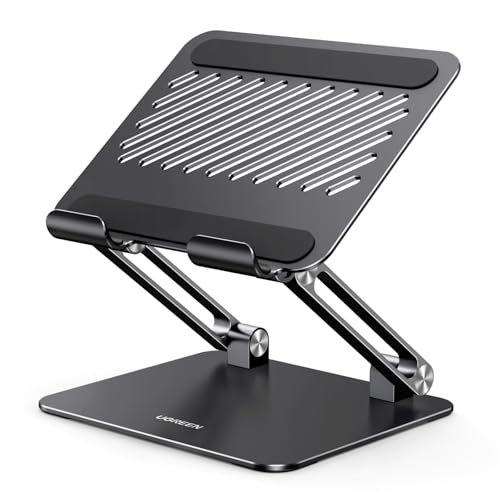 UGREEN Tablet Stand Holder for Desk, Dual Rod Support Desktop Mount, Black | Adjustable, Foldable, Multi-Angle Riser, Compatible with iPad Pro Air Mini