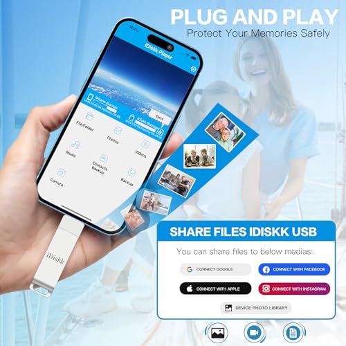 iDiskk MFi Certified 128GB USB iPhone Flash Drive&Photo Stick | Appl-e Approved lightning USB Memory Stick to Auto backup Videos/Photos/Files for iPhone/PC,App Encryption iPhone Storage - Image 4