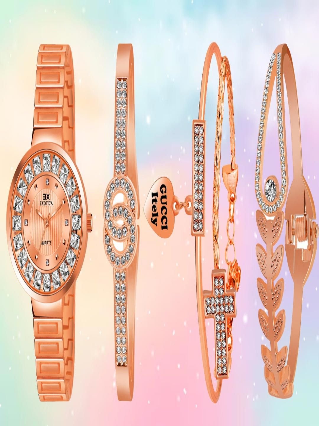Girls  Wrist Watch with Matching Bangles Analog Watch EX-5042