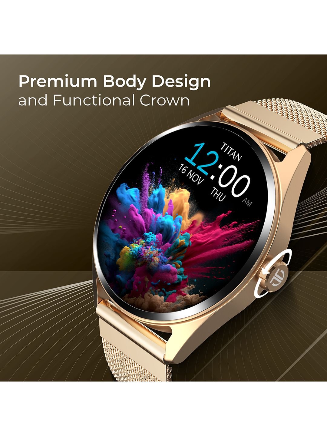 Titan Crest 1.43 AMOLED AOD Working Crown BT & SOS Calling Health Suite IP68 Smart Watch - Image 4