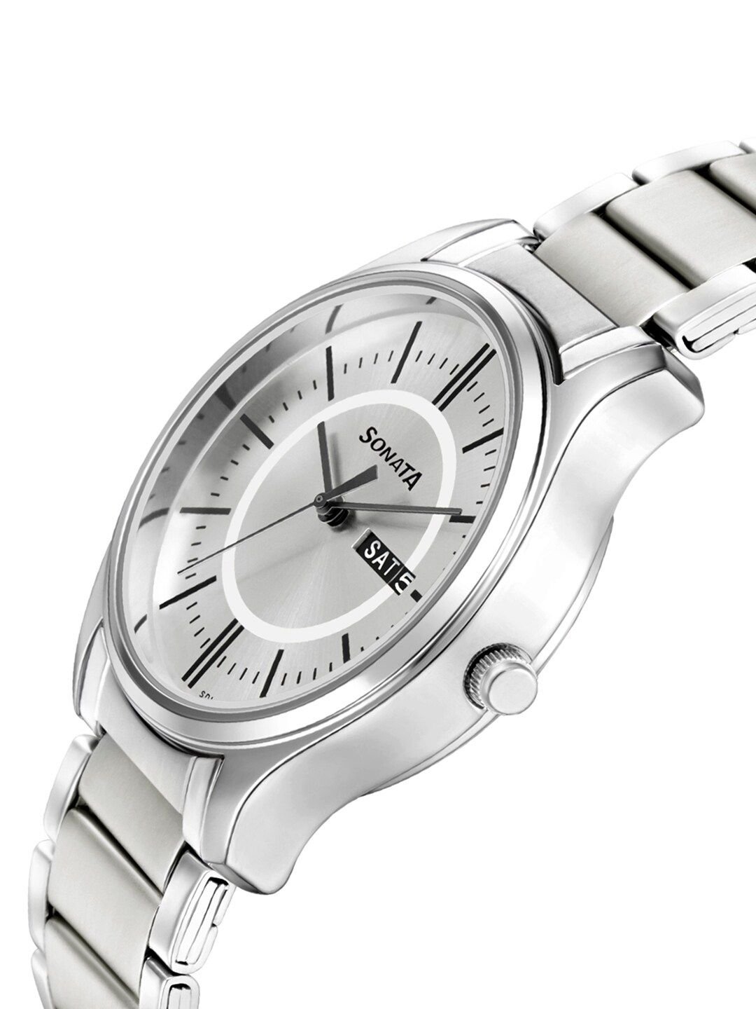 Sonata Essentials Quartz Analog With Silver Dial Watch For Men - Nt77082sm02w - Image 3