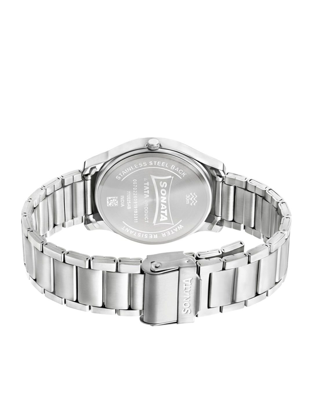 Sonata Essentials Quartz Analog With Silver Dial Watch For Men - Nt77082sm02w - Image 4