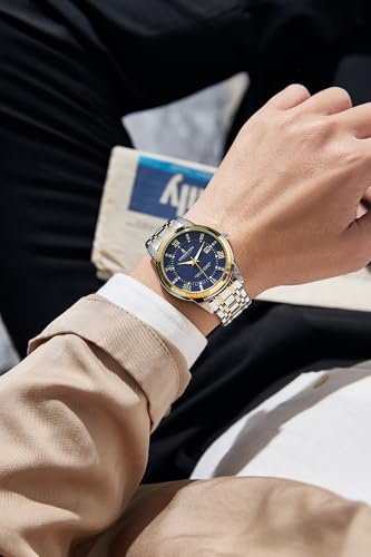 London Fog Regent Collection Analog Quartz Watch for Men with Round Dial and Stainless Steel Strap, Metal Case, Date Display, Luminous Hands & Hour Markers, Water Resistant - Image 2