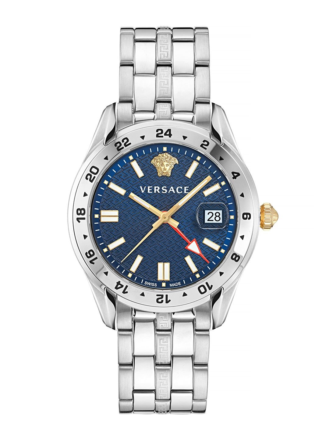 Versace Versace Men Textured Dial & Stainless Steel Straps Analogue Watch VE7C00523