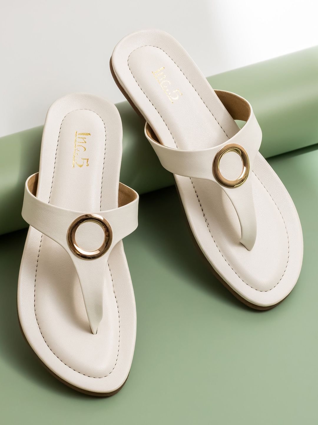 Open Toe T-Strap Flats