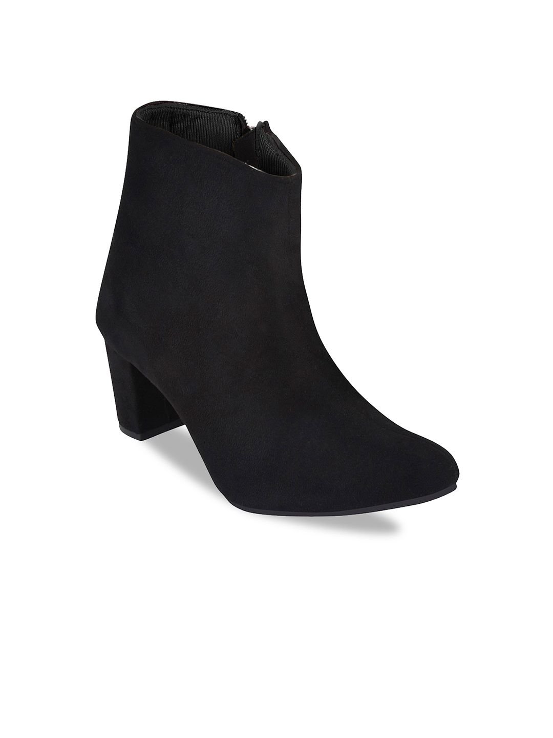 Shoetopia Shoetopia Women Black Solid Suede High Top Boots - Image 2
