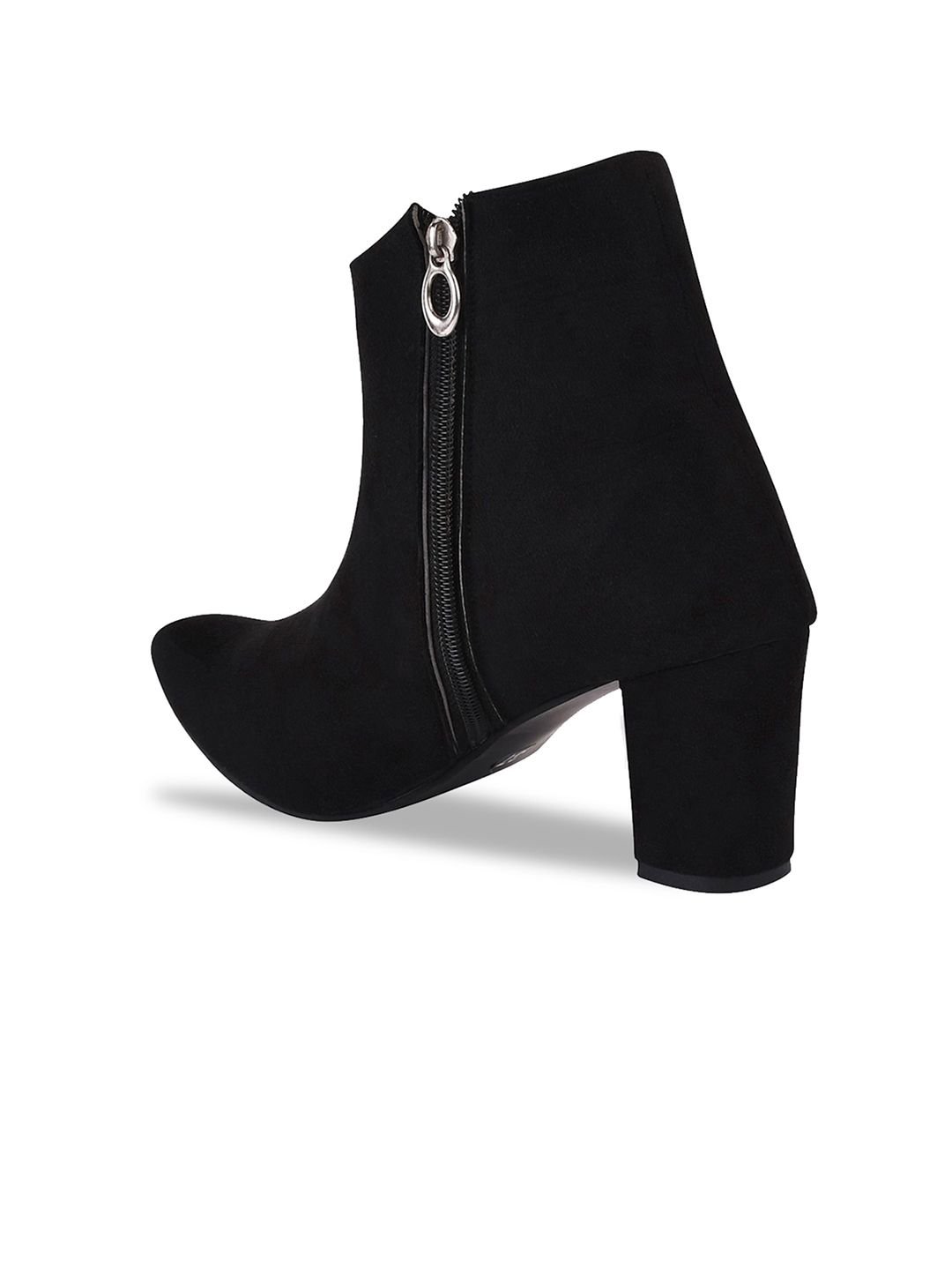 Shoetopia Shoetopia Women Black Solid Suede High Top Boots - Image 3