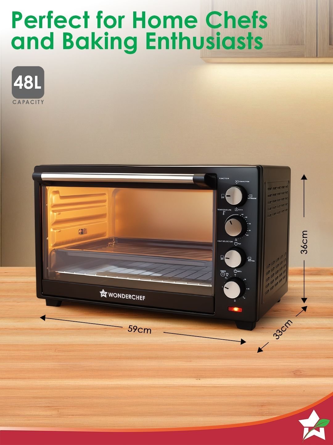 Wonderchef Black & Grey Stainless Steel Oven Toaster Grill- 48L - Image 2