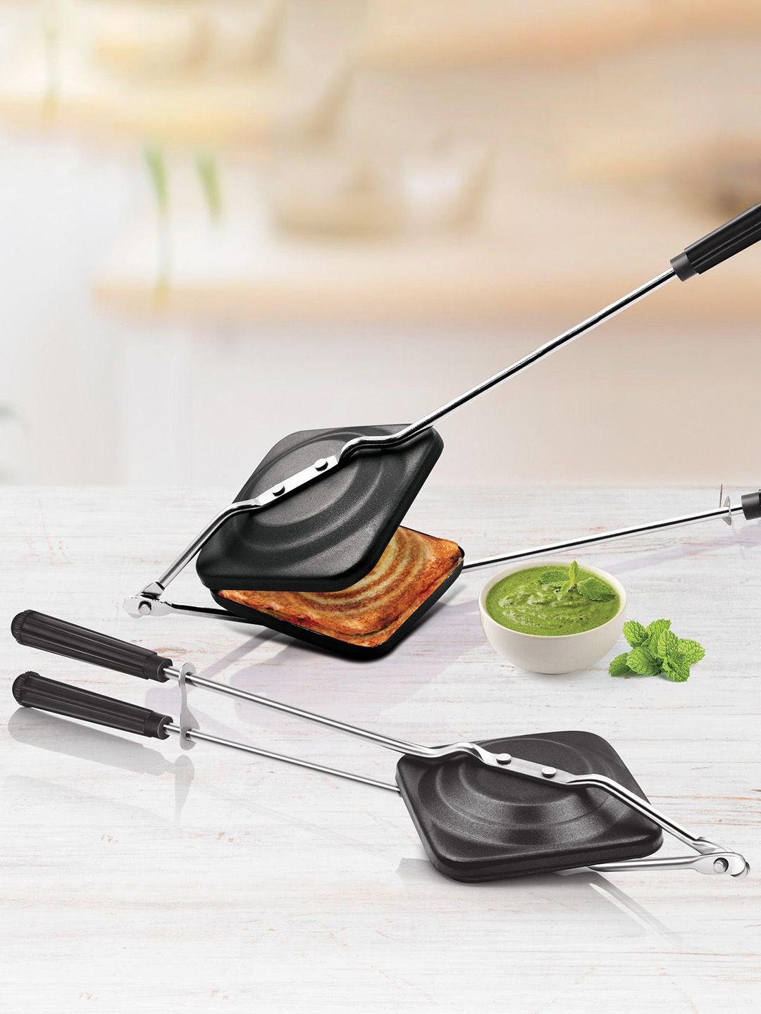 Milton Milton Pro Cook Sandwich Black Aluminum Toaster 14 cm - Image 2