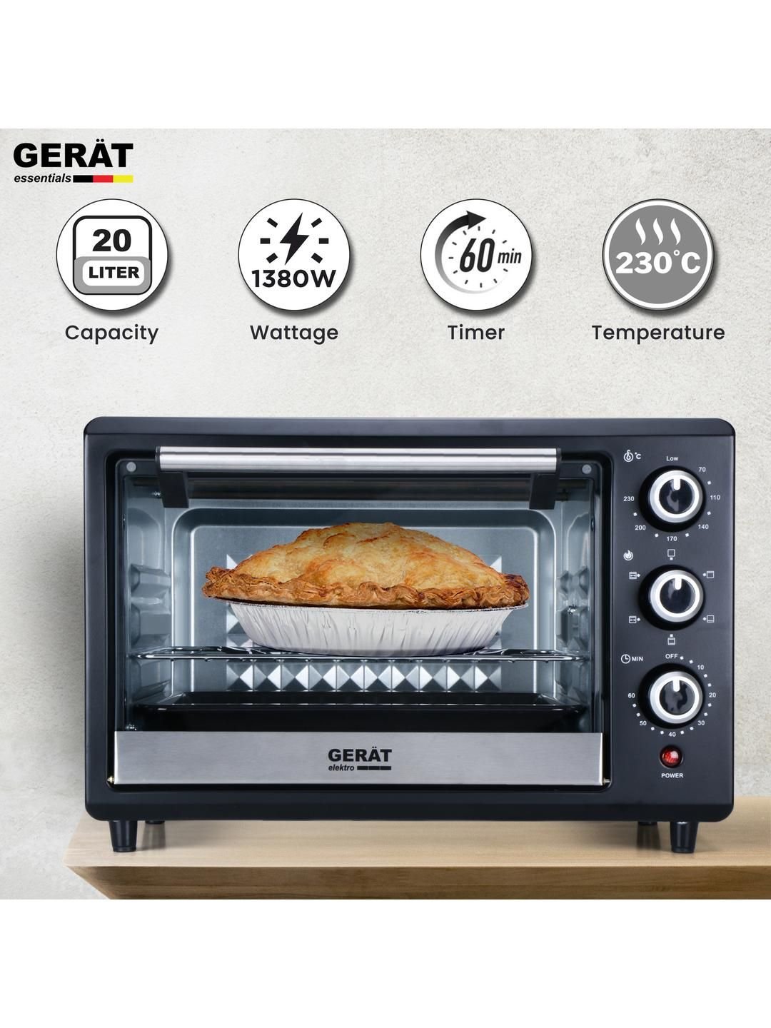 GERAT Black Oven Toaster Griller (G20A) 20L - Image 2