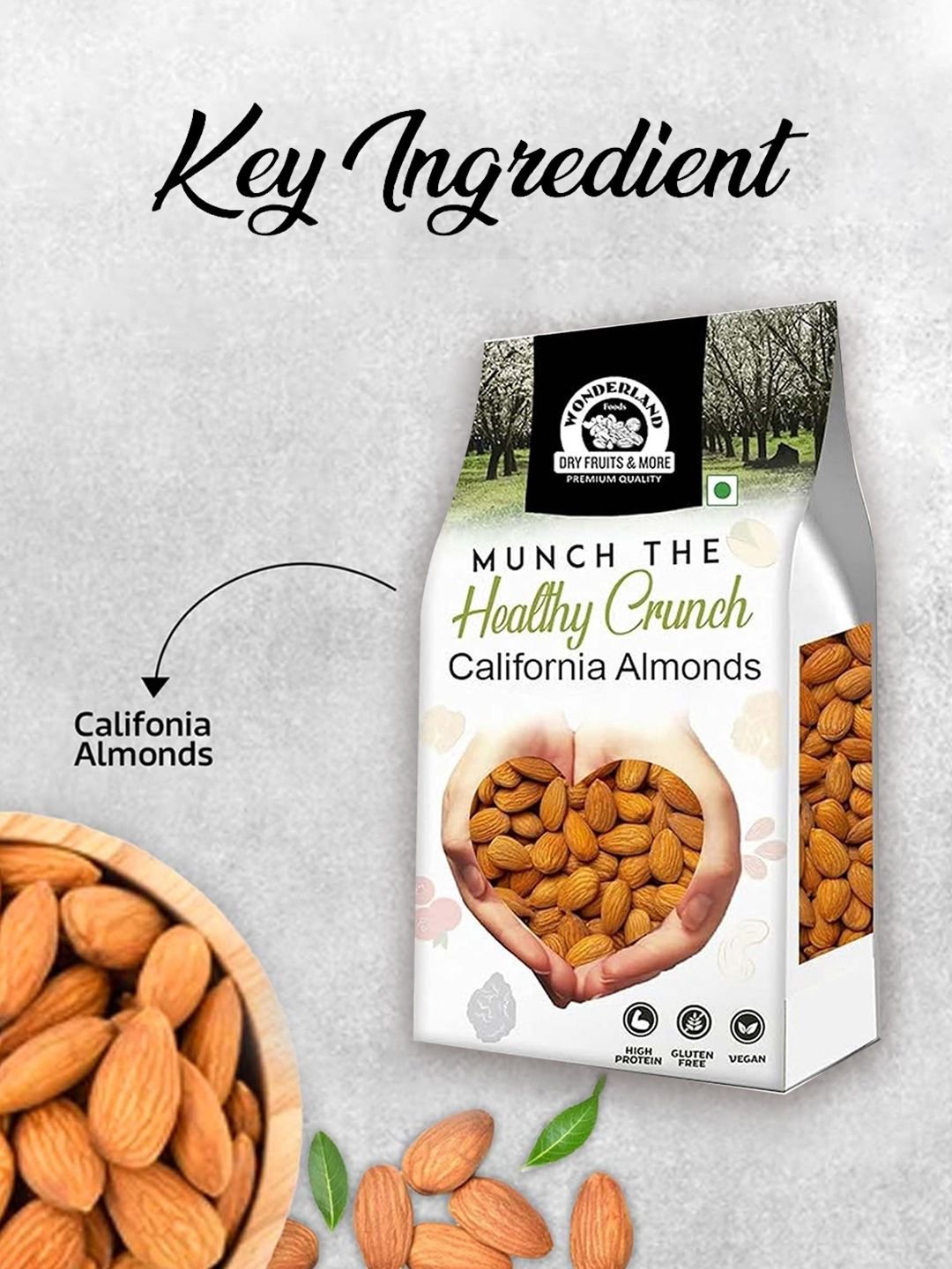 Wonderland Foods Premium Raw California Almonds 1Kg - Image 3
