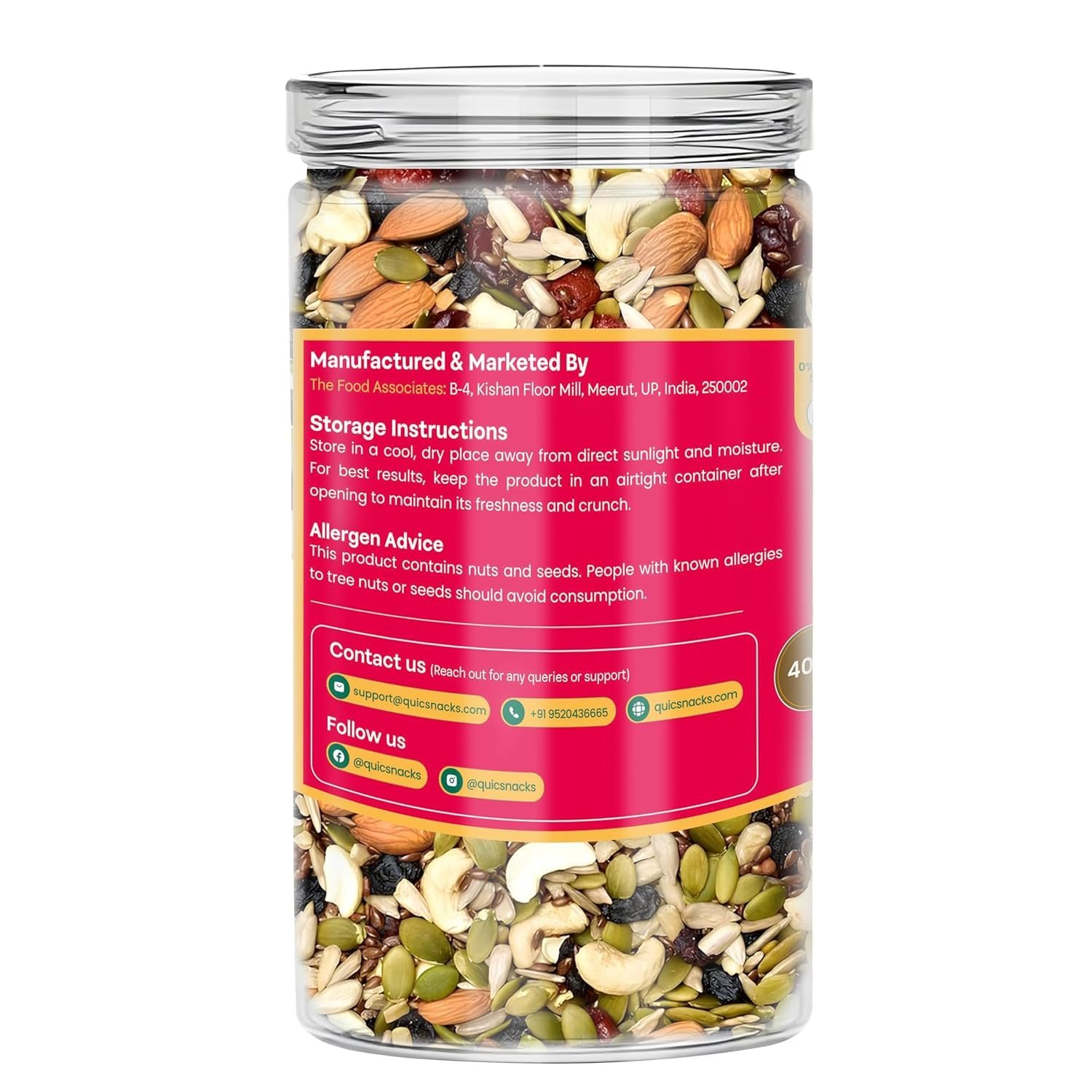 QuicSnacks 9-in-1 Mix Detoxibites Seeds 400g – Omega-3 Rich, Crunchy Vegetarian Trail Mix | Heart Health, Circulation & Energy Boost | Nuts, Seeds & Dry Fruits Snack - Image 3