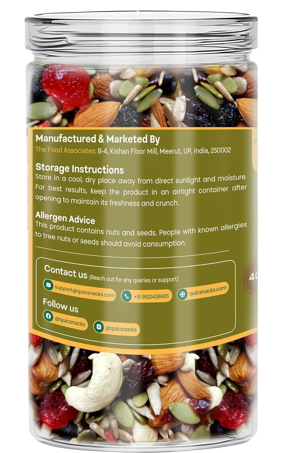 QuicSnacks 9 in 1 Mix Cardioboost Seeds 400g | Nuts and Seeds Mix | Mixed Dry Fruits for Eating | Crunchy and Flavorful Snack | Trail Mix | Rich in Omega-3 | Improve Heart Health and Circulation (400gm) - Image 3