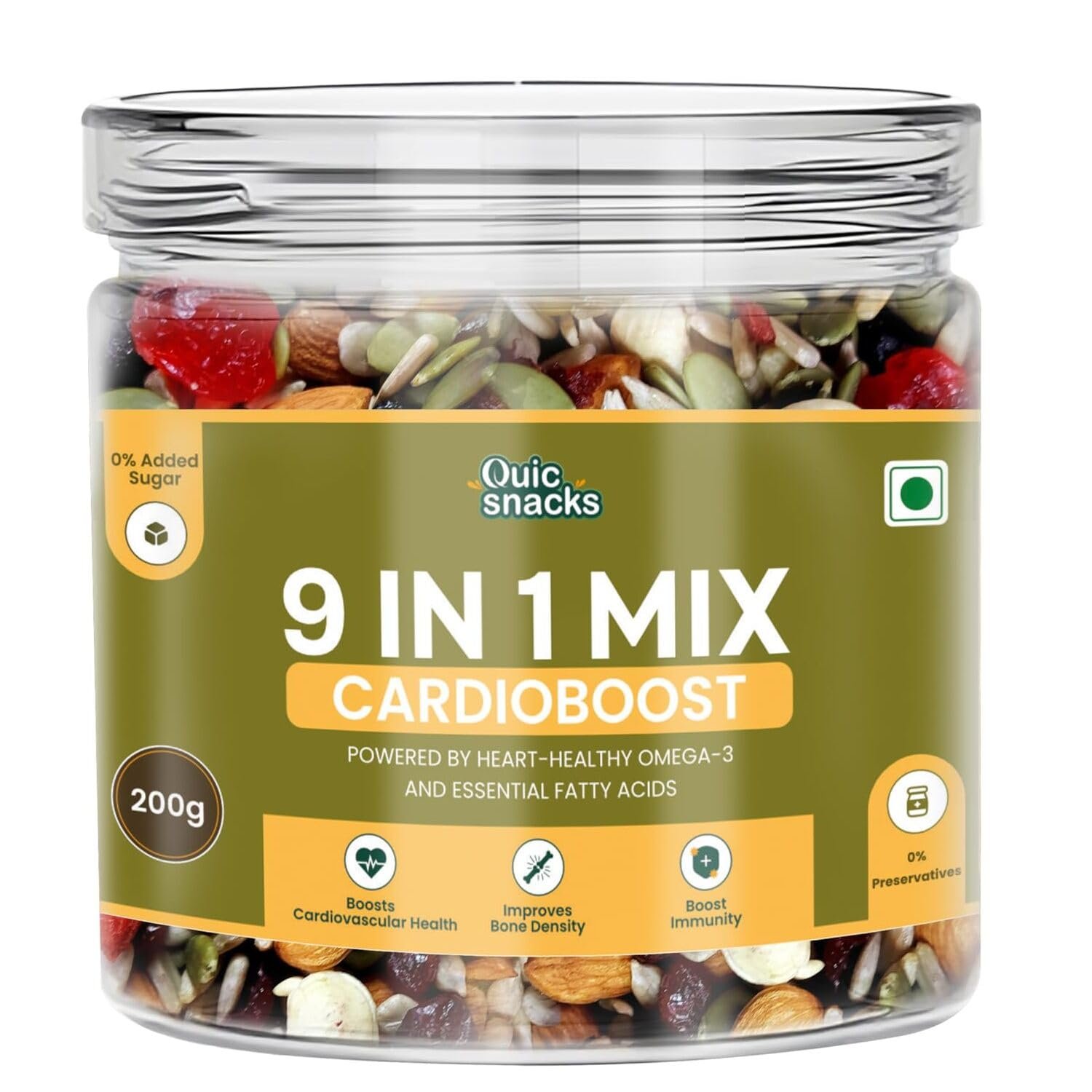 QuicSnacks 9 in 1 Mix Cardioboost Seeds 400g | Nuts and Seeds Mix | Mixed Dry Fruits for Eating | Crunchy and Flavorful Snack | Trail Mix | Rich in Omega-3 | Improve Heart Health and Circulation (400gm) - Image 7