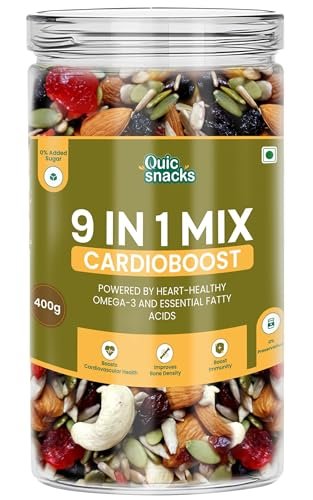 QuicSnacks 9 in 1 Mix Cardioboost Seeds 400g | Nuts and Seeds Mix | Mixed Dry Fruits for Eating | Crunchy and Flavorful Snack | Trail Mix | Rich in Omega-3 | Improve Heart Health and Circulation (400gm) - Image 8