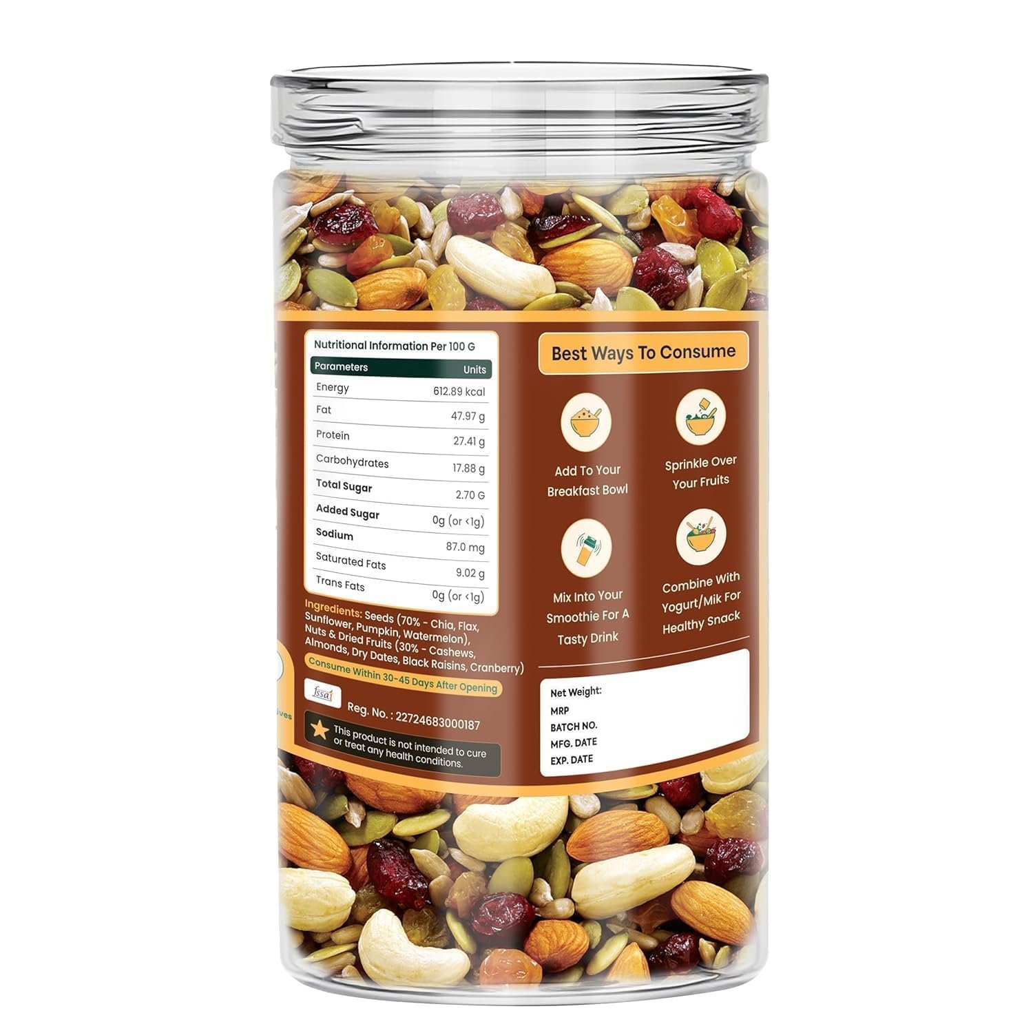 QuicSnacks 10 in 1 Mix Superbites Mix Seeds | Nuts and Seeds Mixes | Healthy Snack | Ready to Eat | Supports Heart Health, Boosts Energy, and Improves Overall Wellness (400gm) - Image 2