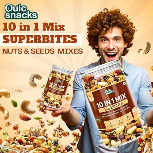 QuicSnacks 10 in 1 Mix Superbites Mix Seeds | Nuts and Seeds Mixes | Healthy Snack | Ready to Eat | Supports Heart Health, Boosts Energy, and Improves Overall Wellness (400gm) - Image 13