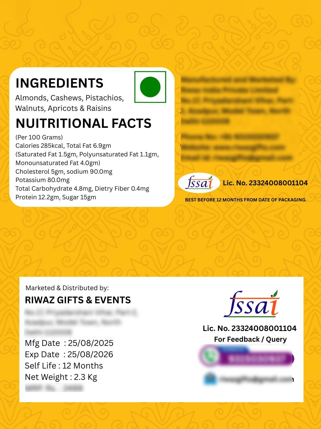 Riwaz Set Of 4 Dry Fruits Gift Pack-450gm - Image 7