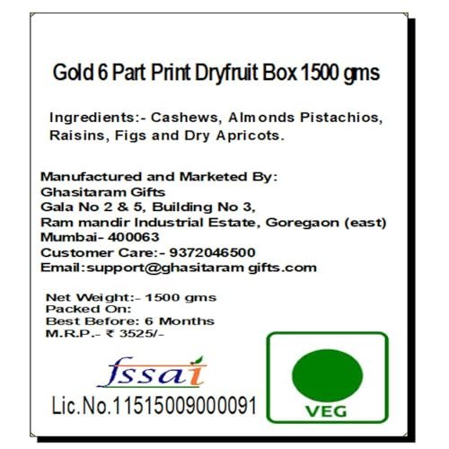 Gold 6 Part Print Dryfruit Box 1500 GMS|Dry Fruit Combo Pack Offer|Dry Fruit Gift Pack|Dry Fruit Box|Diwali Dry Fruit Gift Box| - Image 8