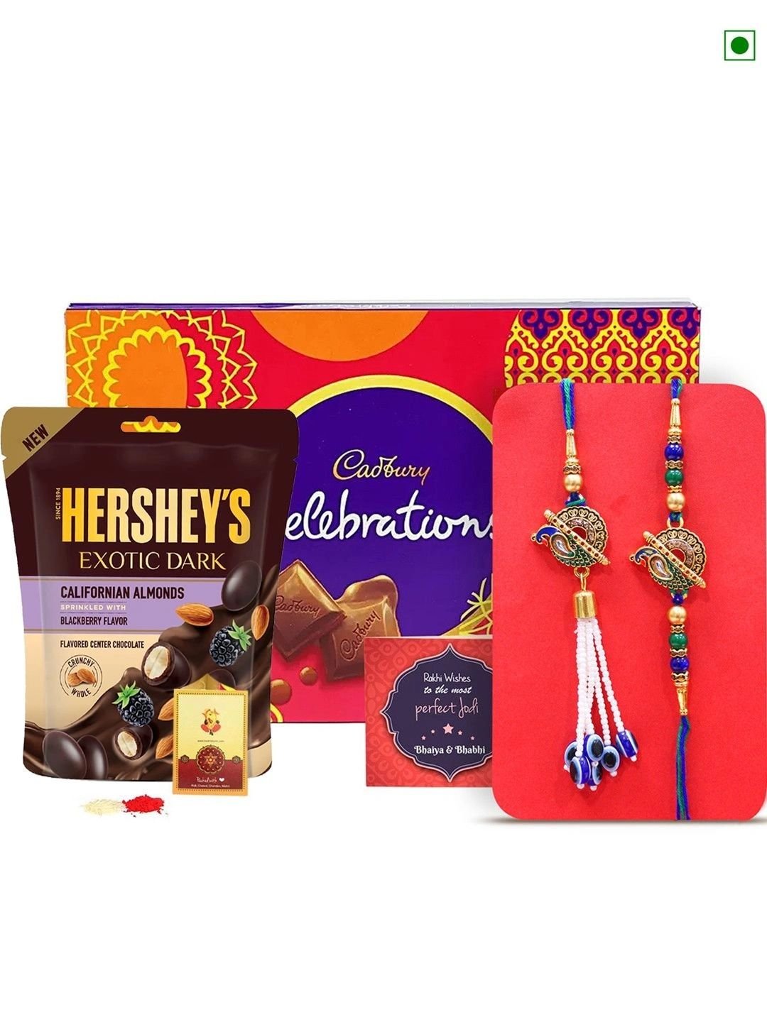 TIED RIBBONS Set of 2 Bhaiya Bhabhi Rakhi with Chocolates Gift Set - Image 2