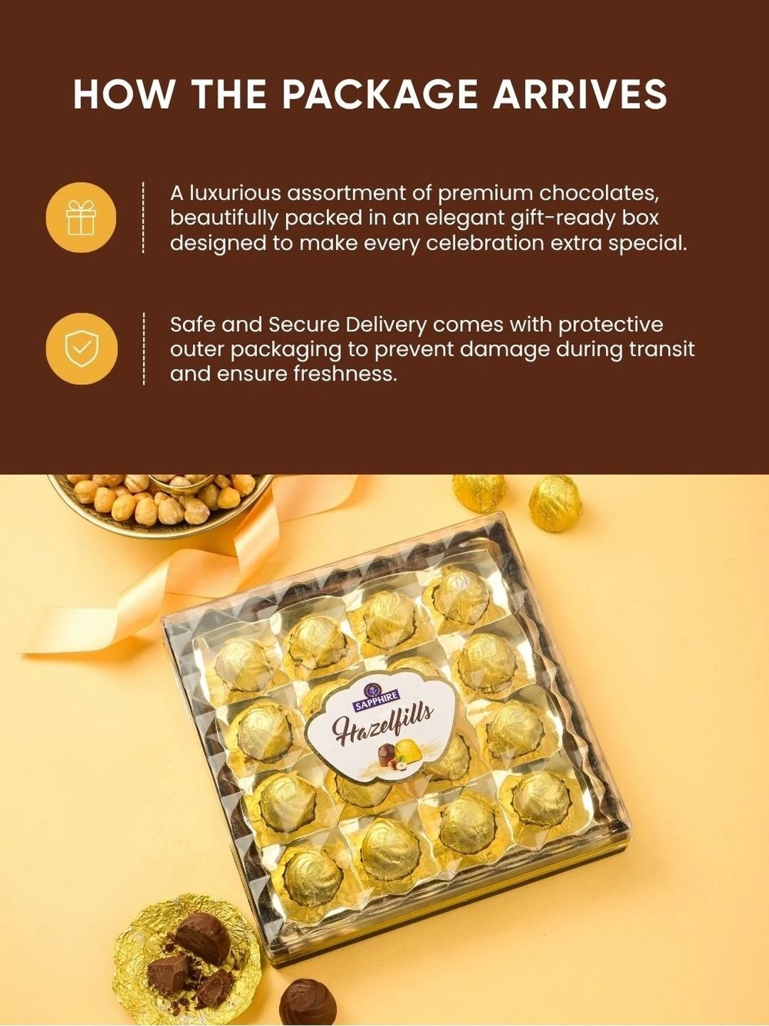 Hyperfoods Set Of 3 Charm Rakhis With Sapphire Hazelfills Chocolates Gift Set - Image 6