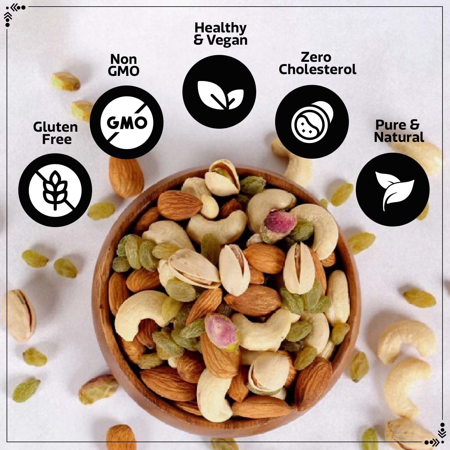 Wonderland Foods 2Kg (500g X 4) Dry Fruits Combo Pack of 4 | Almonds (NP), Cashews (W-320) Mangalore Quality, Roasted & Salted Pistachios and Raisins Jar - Image 7