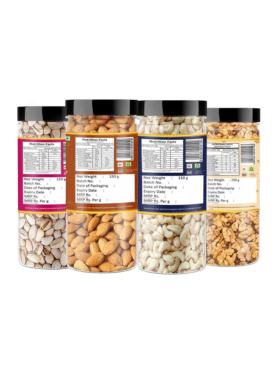 YUM YUM Pack Of 4 Mixed Dry Fruits -150 g Each - Image 2