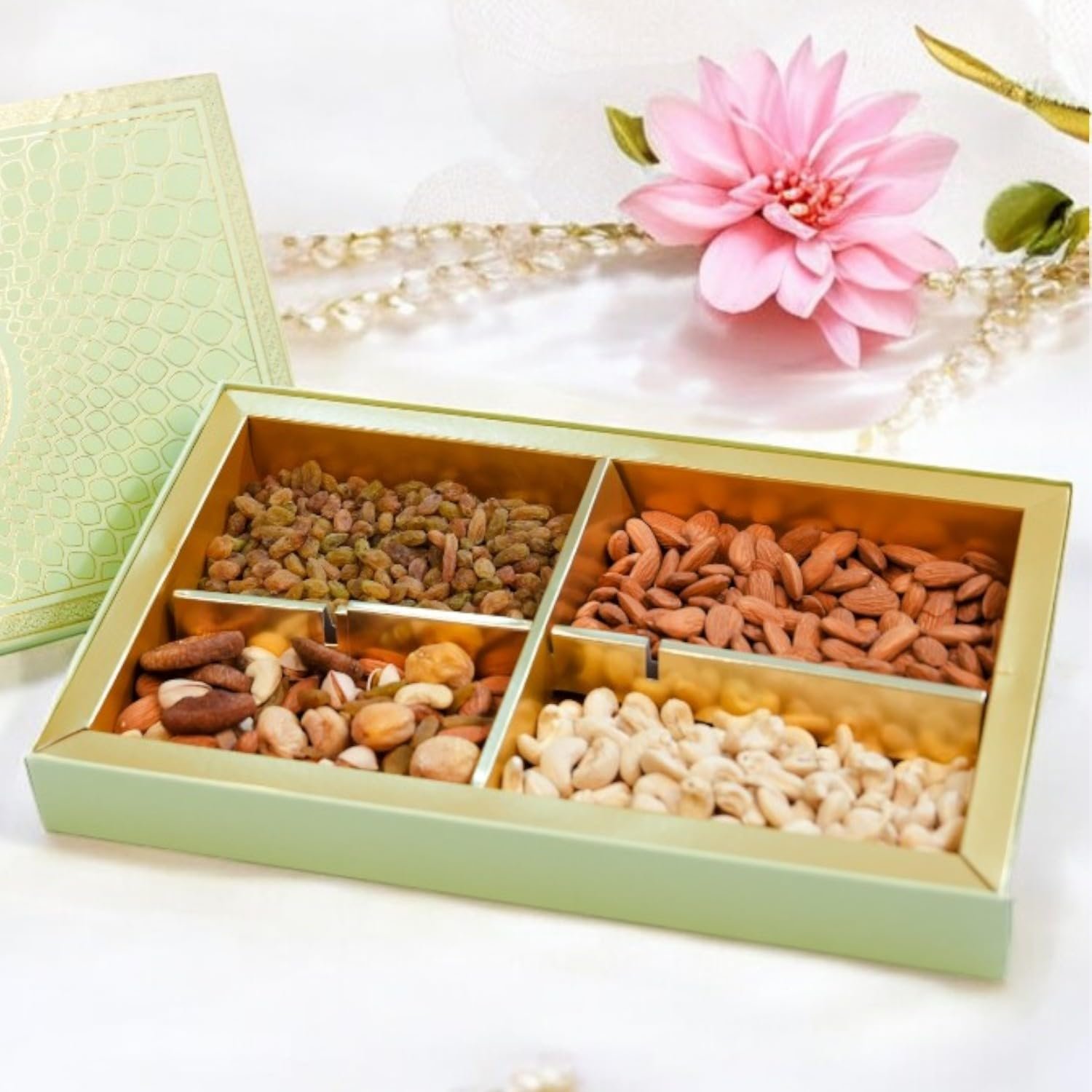 ZOROY Green Peacock Gift Hamper Box of Dry Fruits 800g – Assorted Premium Nut Collection of Almond, Cashew, Raisins, Mixed Dryfruits - Ideal pack for Diwali Festive and Corporate Gifting - Image 2