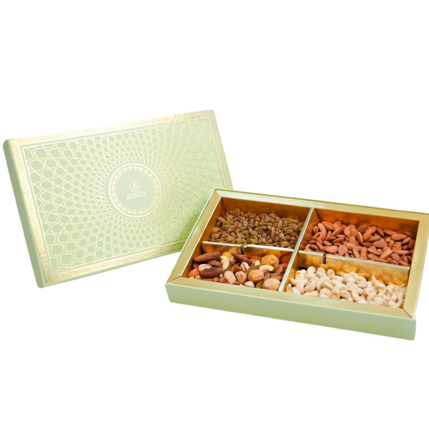 ZOROY Green Peacock Gift Hamper Box of Dry Fruits 800g – Assorted Premium Nut Collection of Almond, Cashew, Raisins, Mixed Dryfruits - Ideal pack for Diwali Festive and Corporate Gifting - Image 5