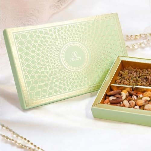 ZOROY Green Peacock Gift Hamper Box of Dry Fruits 800g – Assorted Premium Nut Collection of Almond, Cashew, Raisins, Mixed Dryfruits - Ideal pack for Diwali Festive and Corporate Gifting - Image 8