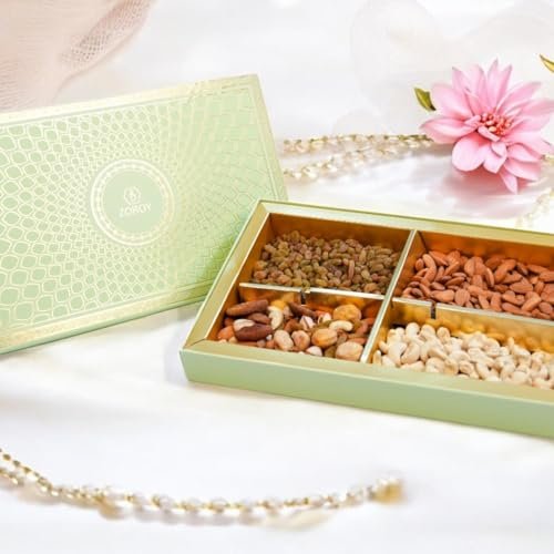 ZOROY Green Peacock Gift Hamper Box of Dry Fruits 800g – Assorted Premium Nut Collection of Almond, Cashew, Raisins, Mixed Dryfruits - Ideal pack for Diwali Festive and Corporate Gifting - Image 9