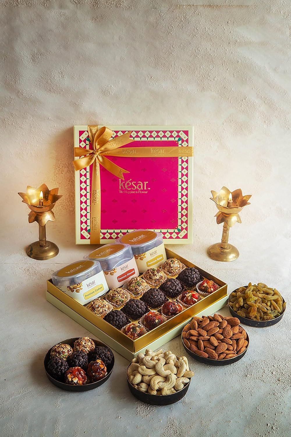 Dessert Drama Permium Dry Fruits Gift Box with Cashews, Almonds, Raisins (300g), Choco Chip Laddoo (5pcs), Very berry Laddu (5pcs), Dry Fruits Ladoo (5pcs) Combo Rakhi Set For Rakhshabandhan - Image 3