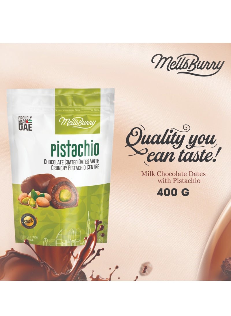 Pistachio Chocolate Coated Dates with Crunchy Pistachio Centre 400g | Premium UAE Made Gluten Free Dates - Image 5