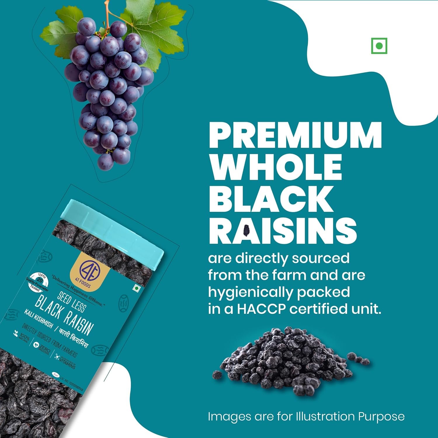 41 Foods Premium Dry Fruits Combo of Almonds Black Raisins Cashews Figs and Pistachios | 2.5 KG (500g x 5) - Image 4