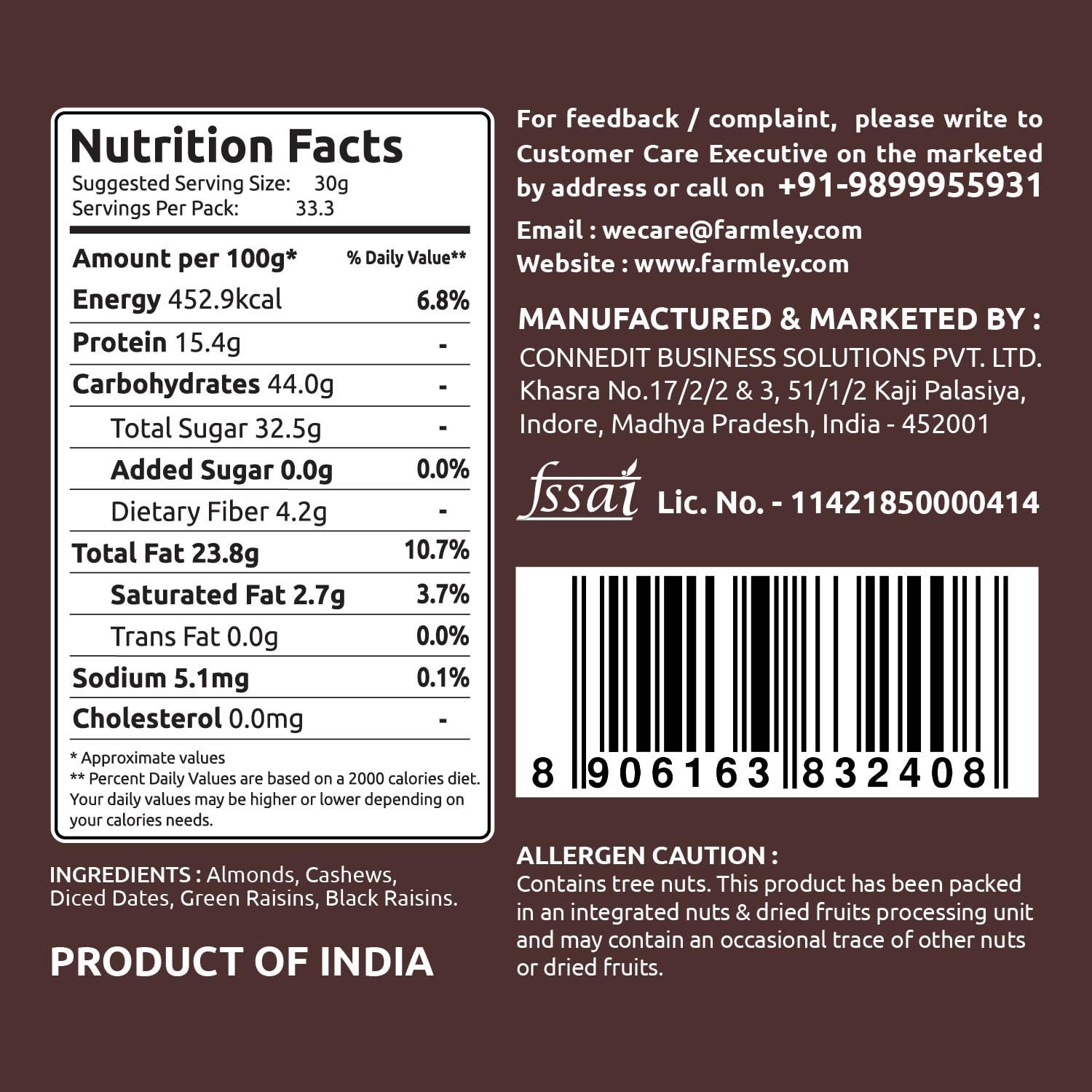 Farmley Panchmeva Dry Fruits Mix, 905 g I Fit for Fasting | Healthy Snacks Mixed Nuts Contain Almonds, Cashews, Dates, Black Raisin, Green Raisin - Image 2