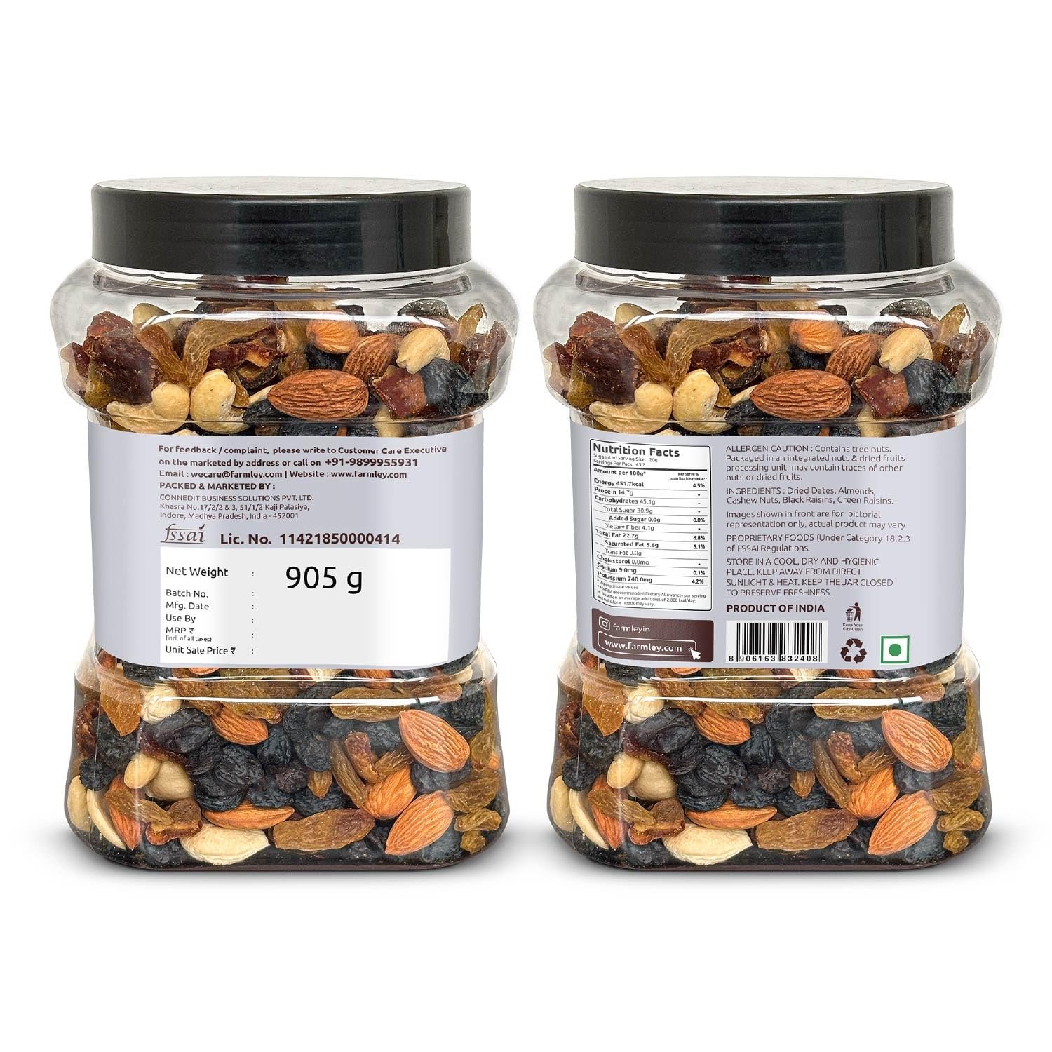 Farmley Panchmeva Dry Fruits Mix, 905 g I Fit for Fasting | Healthy Snacks Mixed Nuts Contain Almonds, Cashews, Dates, Black Raisin, Green Raisin - Image 4
