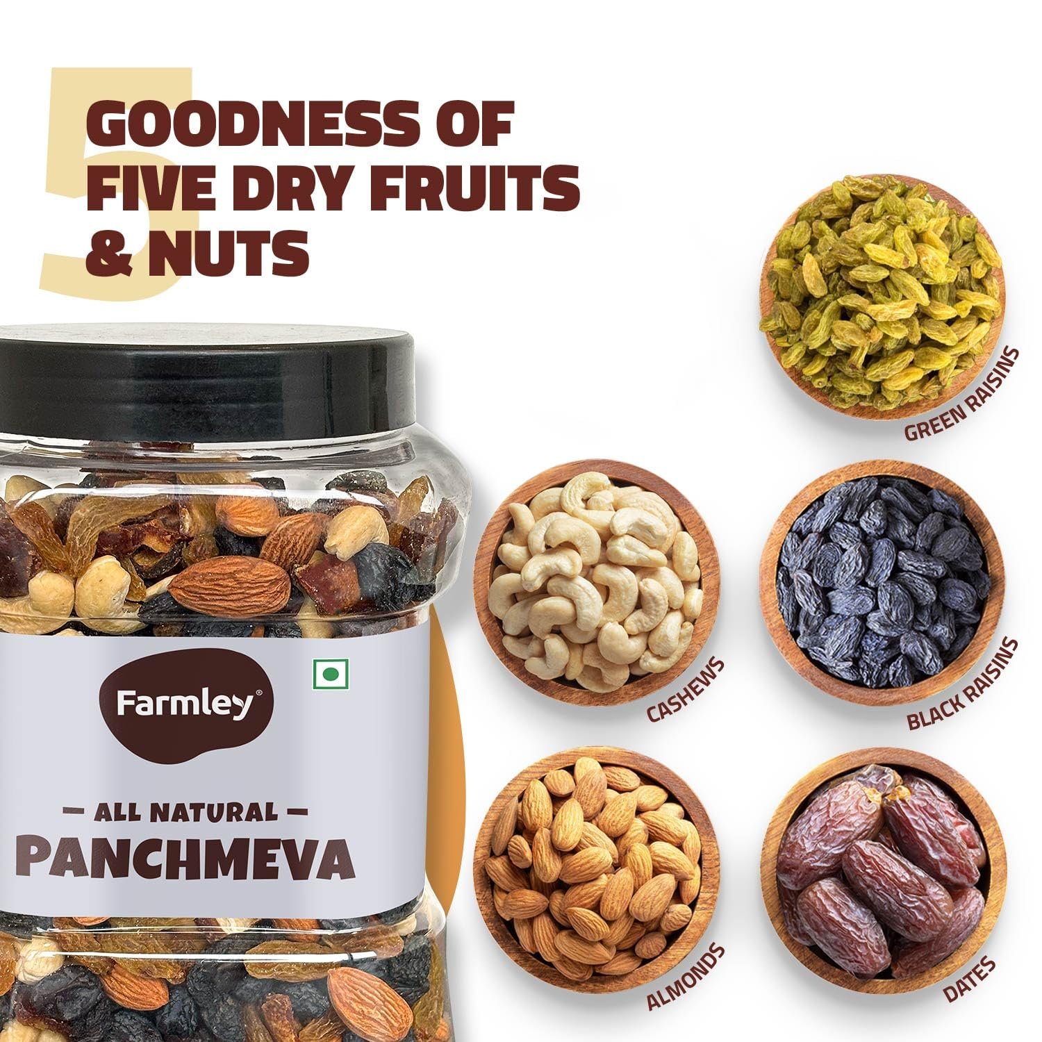 Farmley Panchmeva Dry Fruits Mix, 905 g I Fit for Fasting | Healthy Snacks Mixed Nuts Contain Almonds, Cashews, Dates, Black Raisin, Green Raisin - Image 7