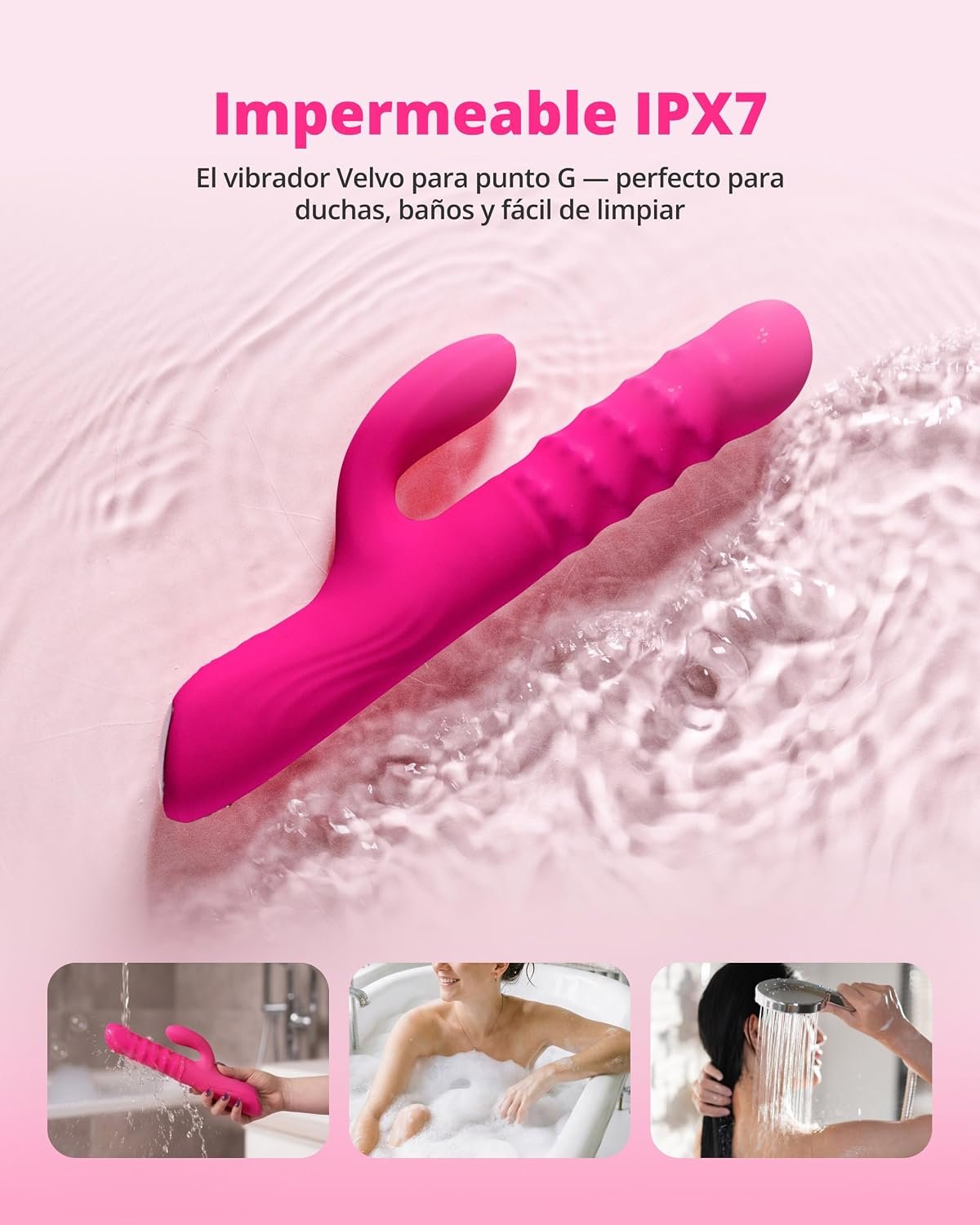 LOVENSE Velvo Rabbit Vibrator with Rotating Beads, Powerful G‑Spot & Clit Vibrator for Women + LOVENSE Lush Anal Wearable Vibrating Butt Plug for Men Women Couples - Image 3