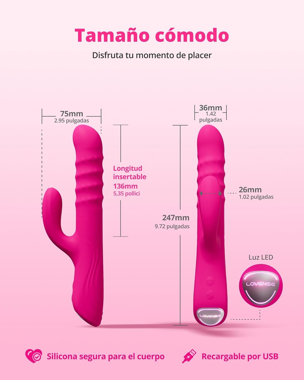 LOVENSE Velvo Rabbit Vibrator with Rotating Beads, Powerful G‑Spot & Clit Vibrator for Women + LOVENSE Lush Anal Wearable Vibrating Butt Plug for Men Women Couples - Image 4